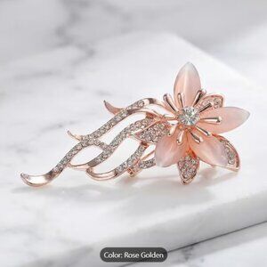 Elegant Rhinestone Goldtoned Orchid Flower Vintage Style Fashion Brooch Pin